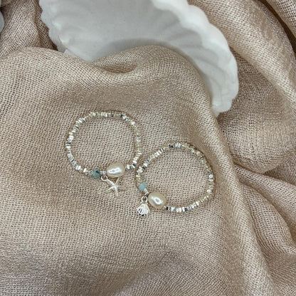 Ocean Pearl Charm 925 Sterling Silver Ring