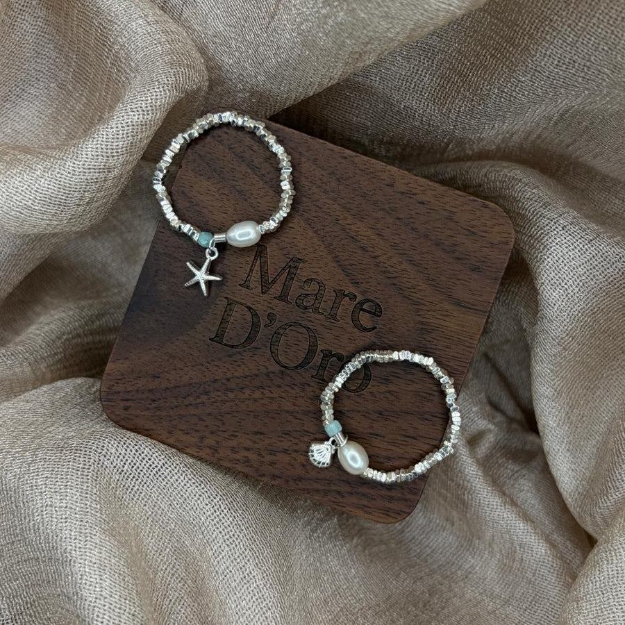 Ocean Pearl Charm 925 Sterling Silver Ring