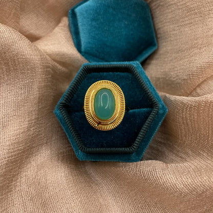 Vintage Oval Gemstone 925 Sterling Silver Ring