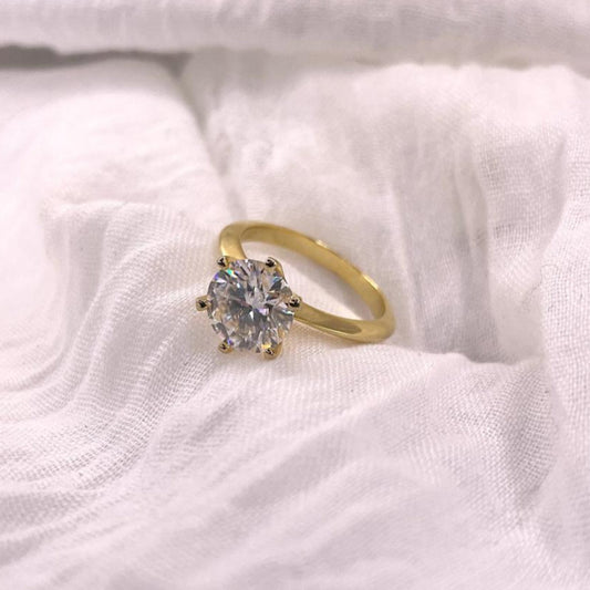 Moissanite Engagement Ring: 925 Sterling Silver, 3.0 ct Round Cut