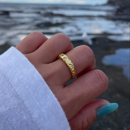 Rustic Textured Adjustable 925 Sterling Silver Ring