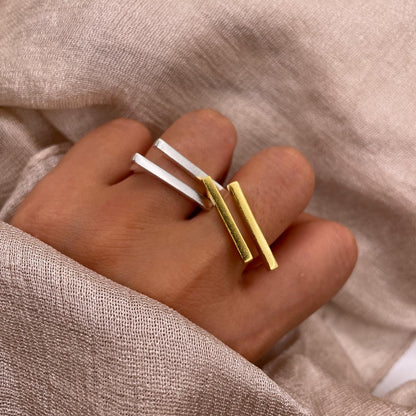 Geometric Bar Adjustable 925 Sterling Silver Ring
