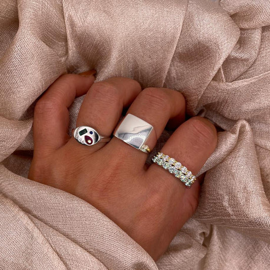 Candy Gem Adjustable 925 Sterling Silver Ring