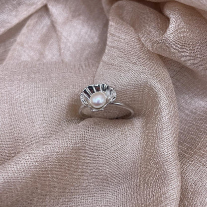 Shell Pearl Adjustable 925 Sterling Silver Ring