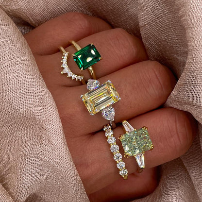 Emerald-Cut Zircon 925 Sterling Silver Ring