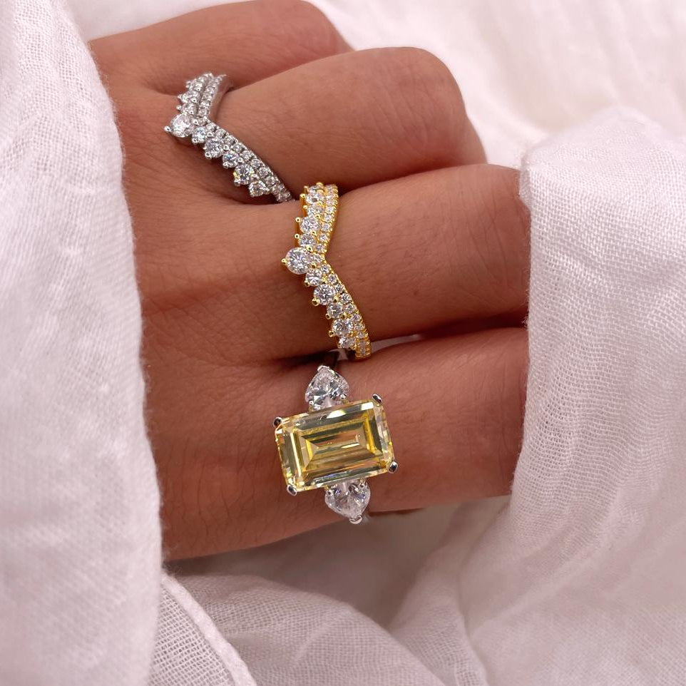 Emerald-Cut Zircon 925 Sterling Silver Ring