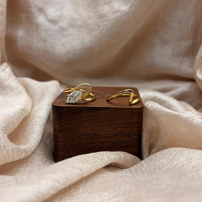 Mare D’Oro Wave 2ct Marquise Moissanite Ring Set – 925 Sterling Silver