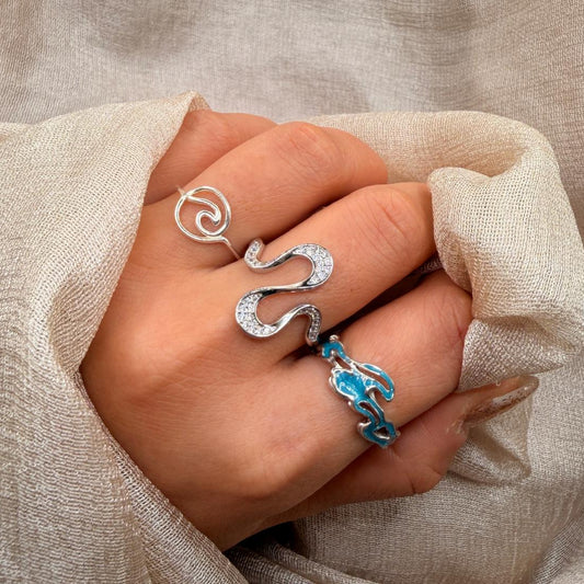 Elegant Wave Curve 925 Sterling Silver Ring