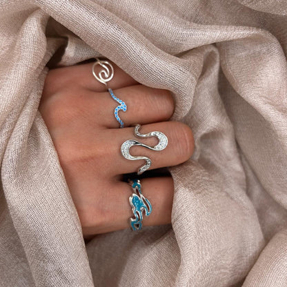 Elegant Wave Curve 925 Sterling Silver Ring