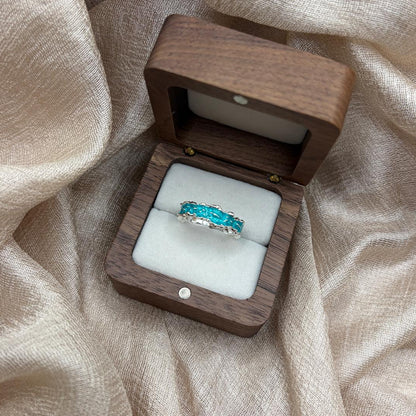 Ocean Turquoise Wave Band 925 Sterling Silver Ring