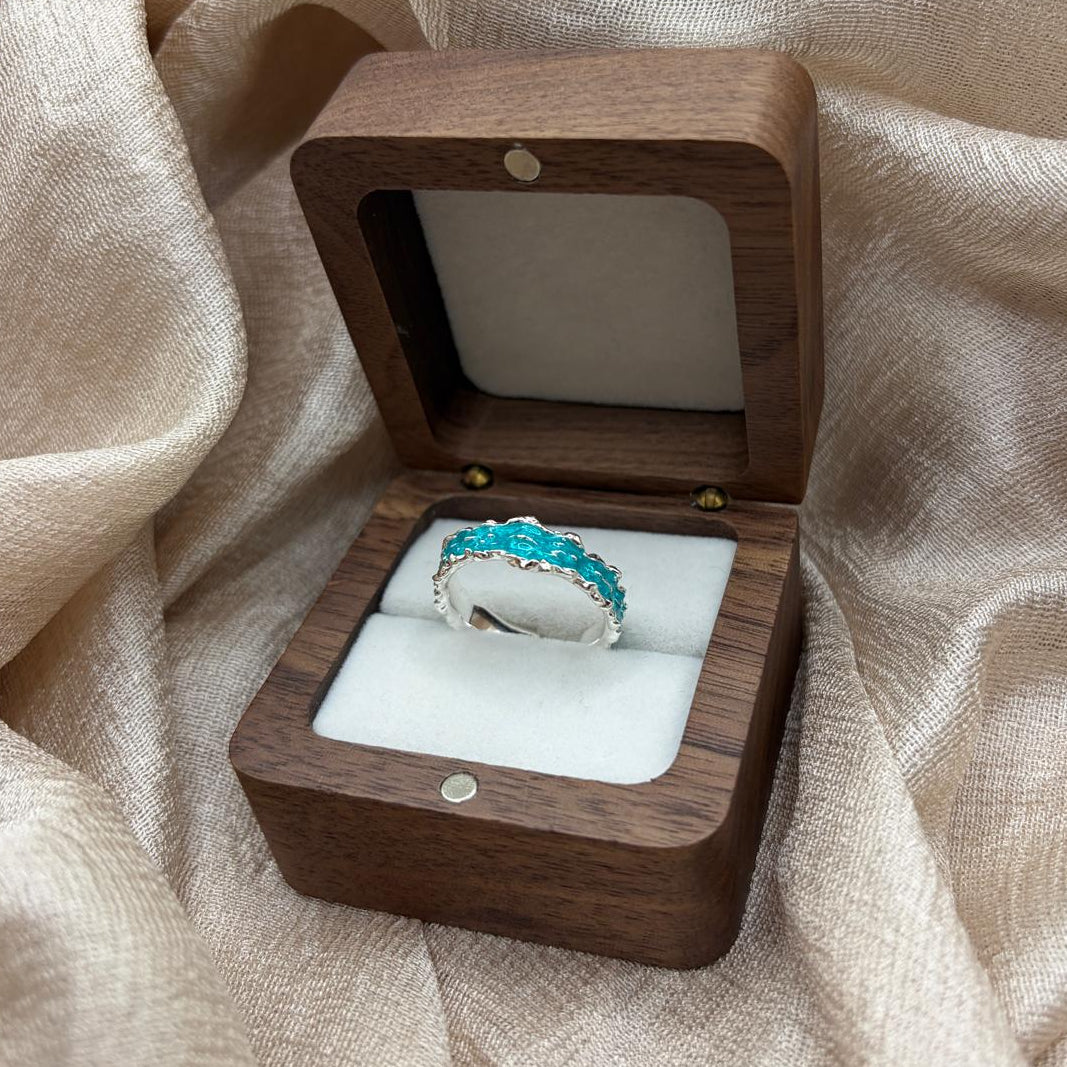Ocean Turquoise Wave Band 925 Sterling Silver Ring