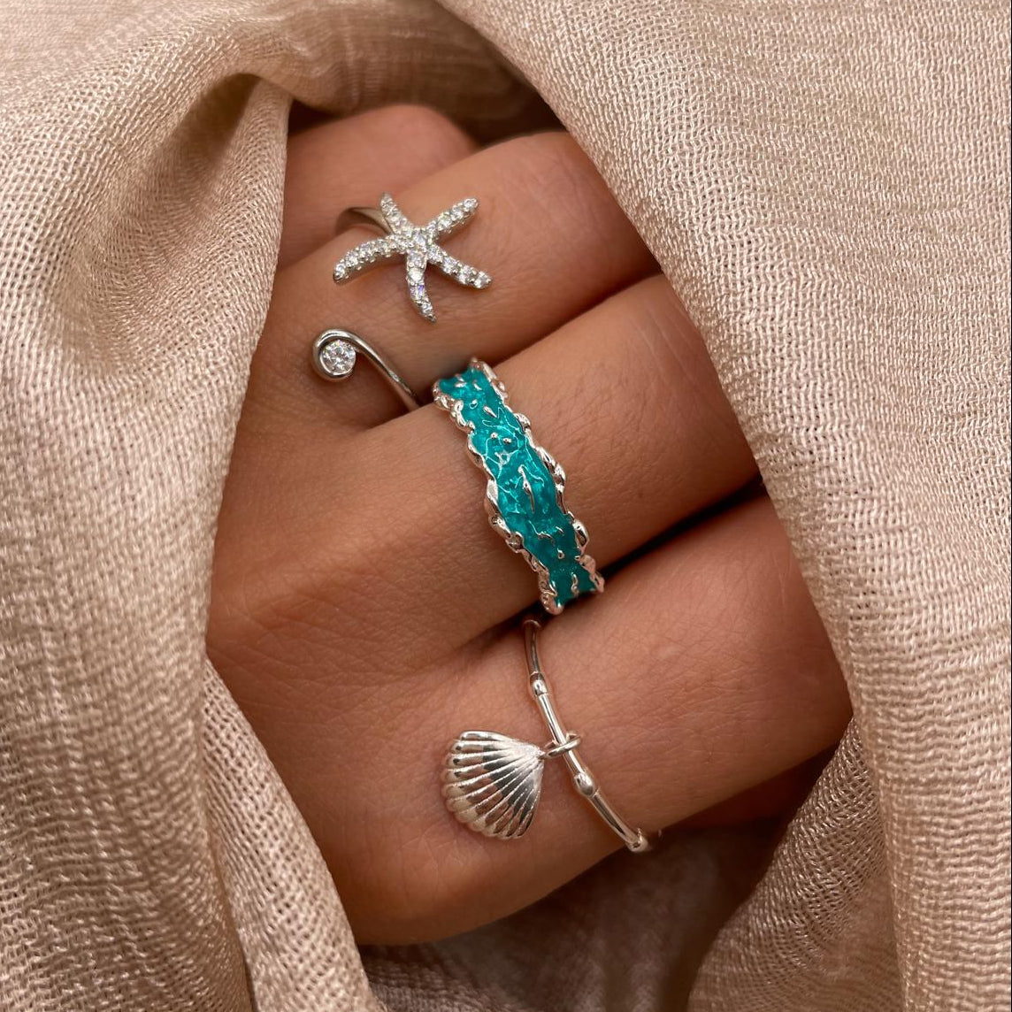 Mini Shell Charm 925 Sterling Silver Ring