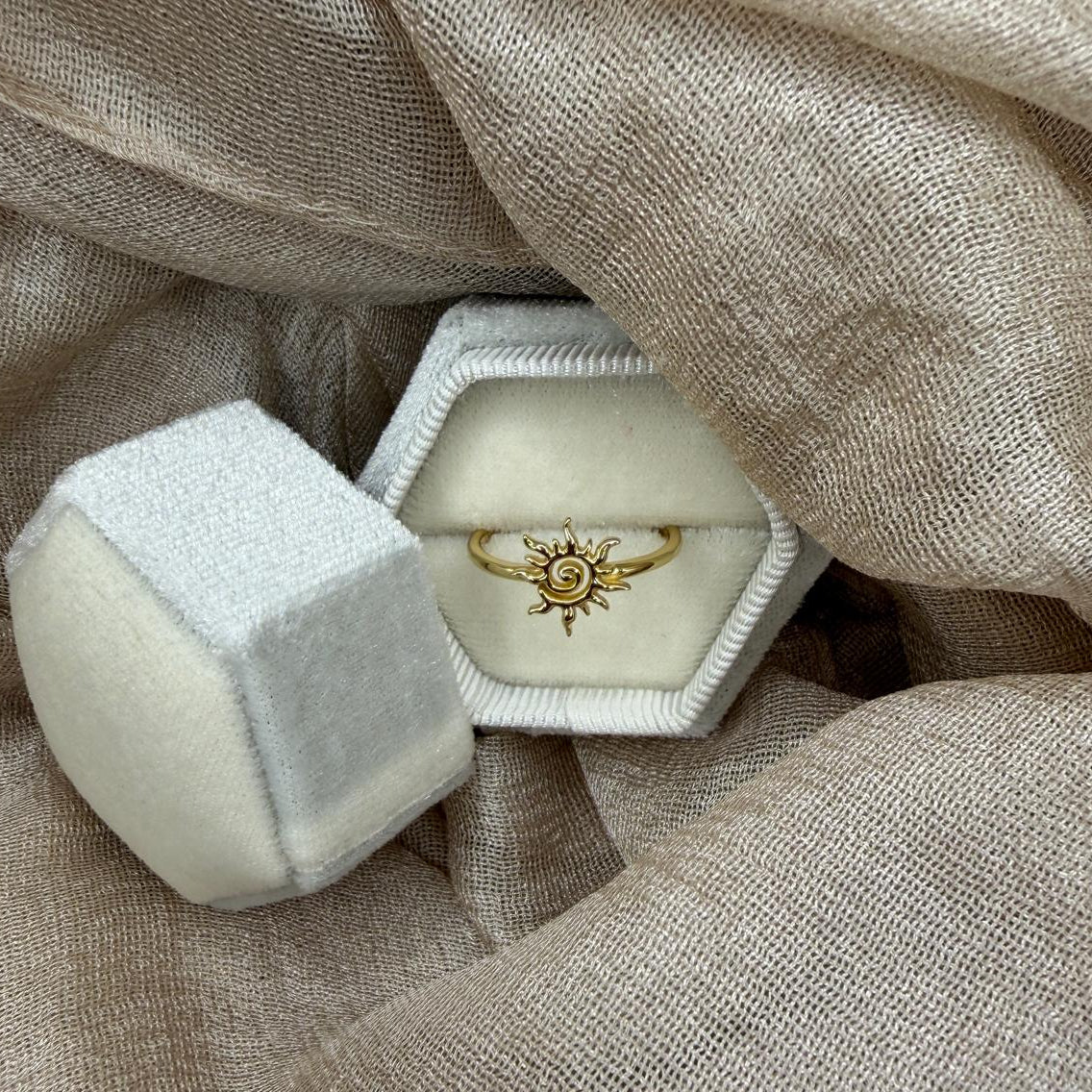 Sunburst Adjustable 925 Sterling Silver Ring