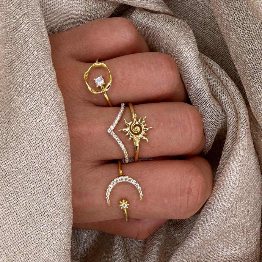 Sunburst Adjustable 925 Sterling Silver Ring