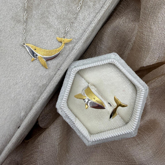 Golden Whale 925 Sterling Silver Necklace