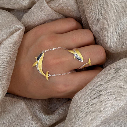 Golden Whale 925 Sterling Silver Necklace