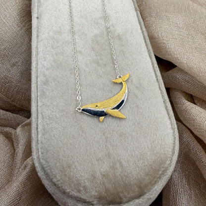 Golden Whale 925 Sterling Silver Necklace