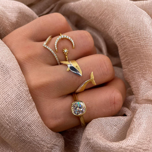 Golden Whale 925 Sterling Silver Ring