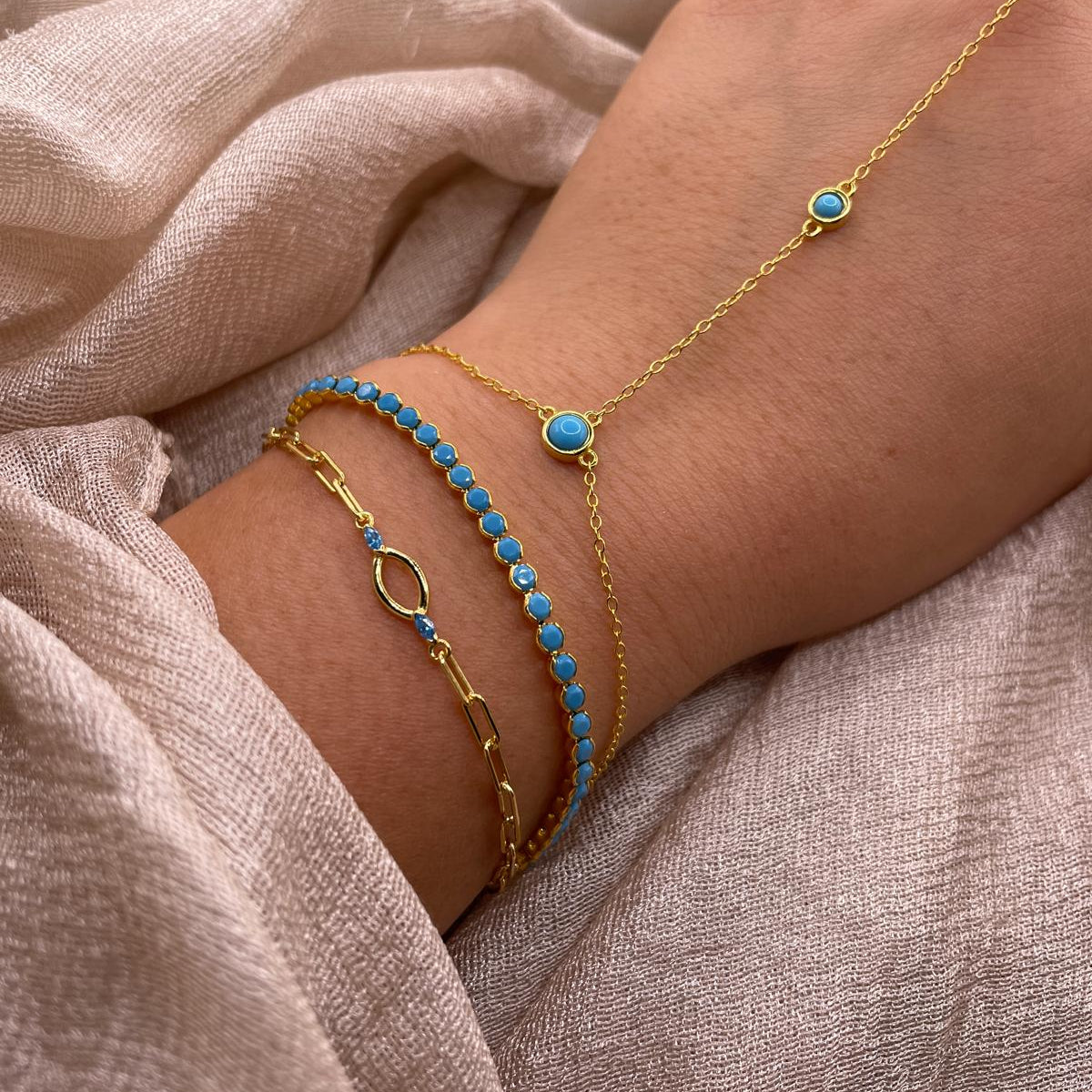 Ocean Link Blue Crystal 925 Sterling Silver Bracelet