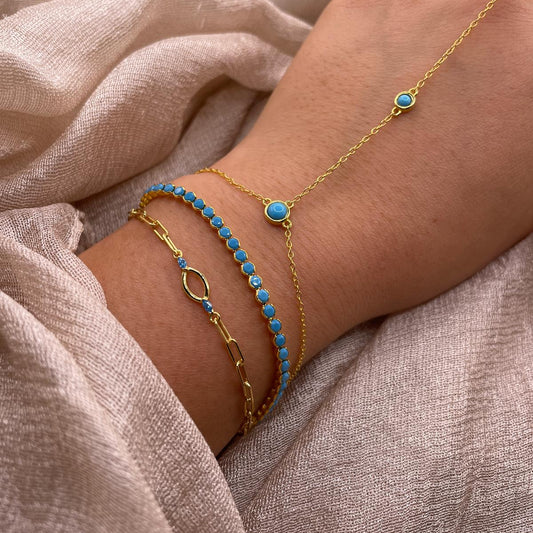 Ocean Link Blue Crystal 925 Sterling Silver Bracelet