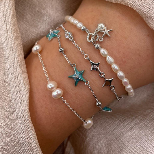 Blue Starfish 925 Sterling Silver Bracelet