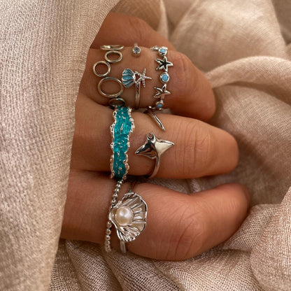 Manta Ray Open 925 Sterling Silver Ring Minimal Ocean Adjustable Ring